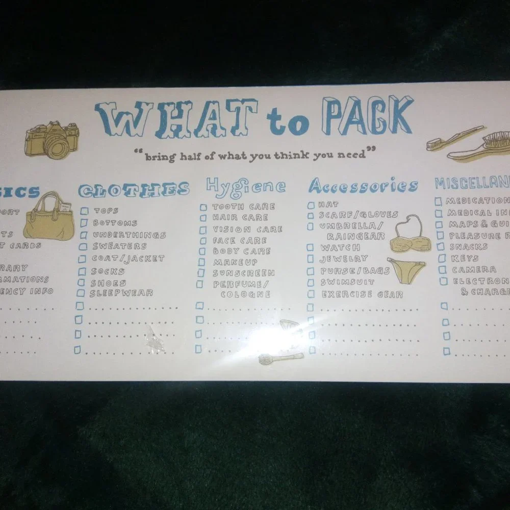What To Pack Stationery Sheets - Pad of 60 Sheets NEW